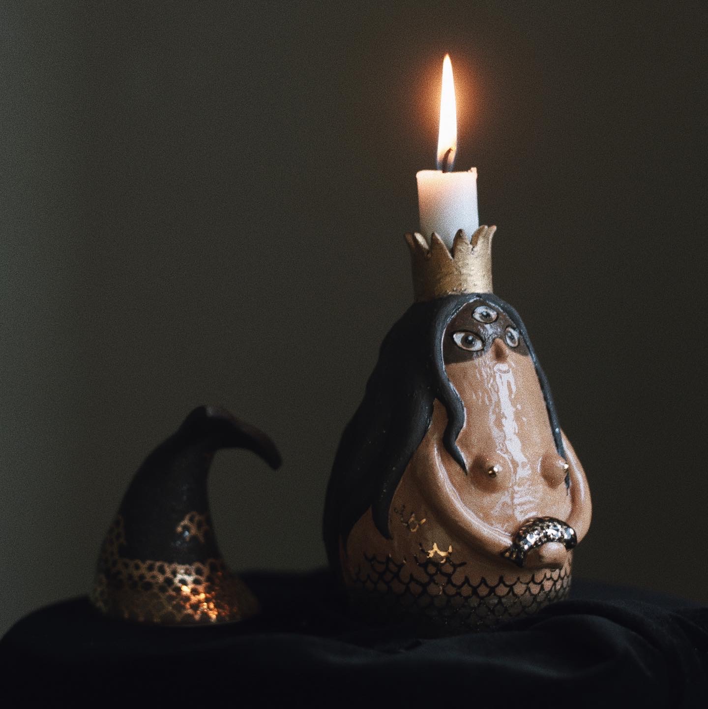 Black Mermaid Candlestick