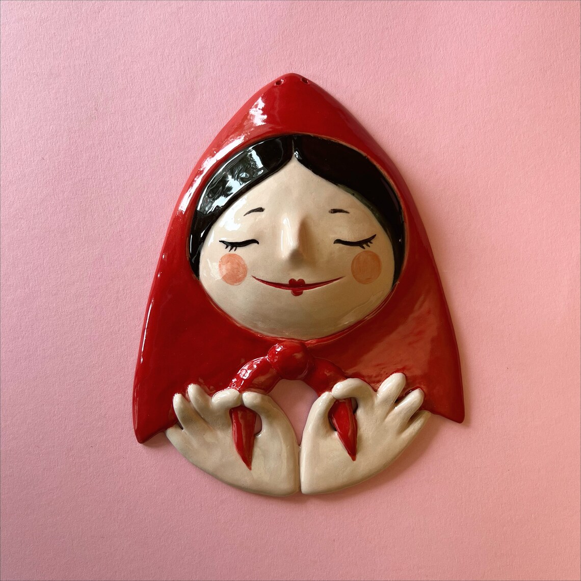 Girl in a headscarf hanging wall decoration